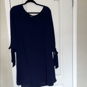 Navy Dress with Sleeve Bows
